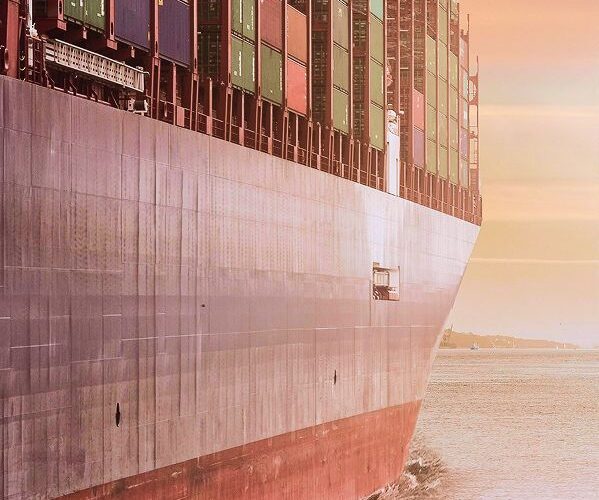 photo of a container boat