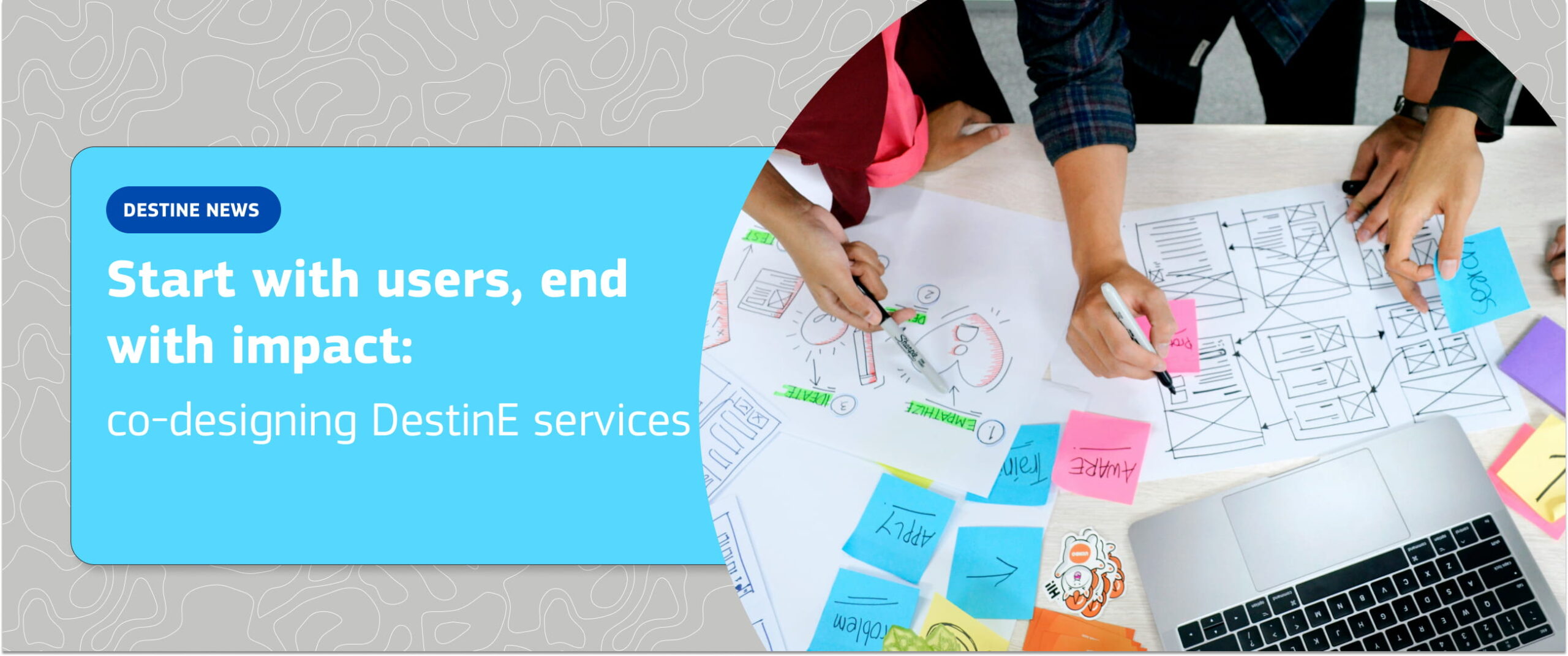 banner with hands scribbling on notes